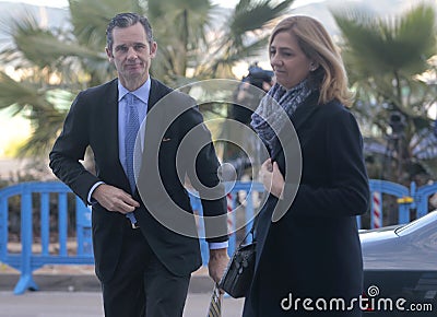Cristina and inaki urdangarin arriving to court in mallorca wide Editorial Stock Photo