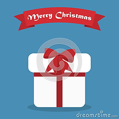 Cristmas gift with shadow and ribbon in a flat design Vector Illustration