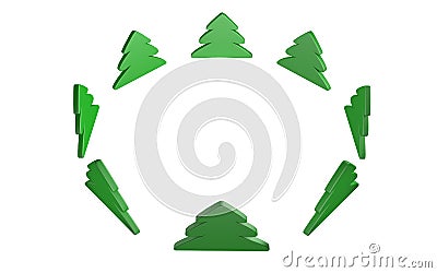 Cristmas tree in wide cirlce. Isolated on white. Stock Photo