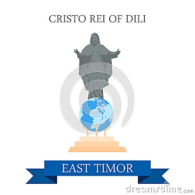 Cristo Rei of Dili Jesus Statue East Timor vector attraction Vector Illustration