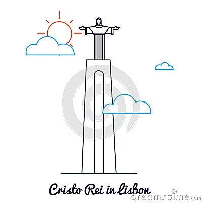 Cristo Rei in lisbon. Vector illustration decorative design Vector Illustration