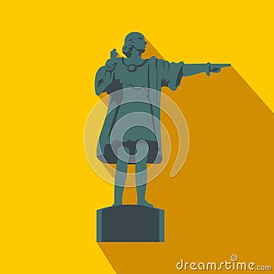 Cristobal Colon sculpture in Barcelona flat icon Vector Illustration