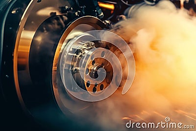 Critical Condition: Close-Up of Overheating Car Engine (AI Generated) Stock Photo
