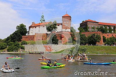 Critical Mass on Wawes, ecological manifestation on Vistula river in Cracow, Poland. Editorial Stock Photo