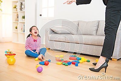 Criticize the sadness asian kid girl Stock Photo