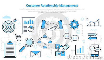 Crm customer relationship management concept with icon set template banner with modern blue color style Vector Illustration