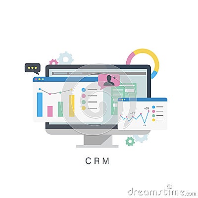 CRM. Customer relationship management.Flat vector illustration Vector Illustration