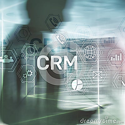 CRM, Customer relationship management system concept on abstract blurred background Stock Photo