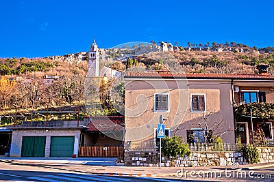 Crni Kal village on hillside cliffs Stock Photo
