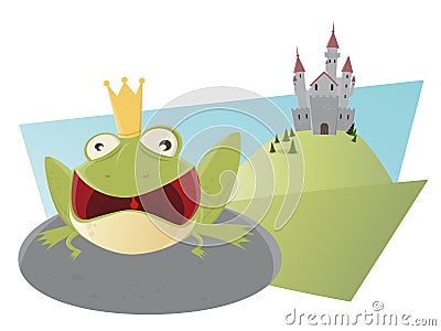 Croaking cartoon frog with mouth wide open Vector Illustration