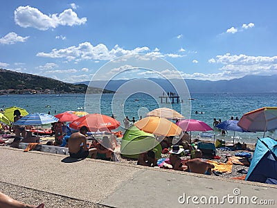 Croatia beach, holiday fun, blue sky Editorial Stock Photo