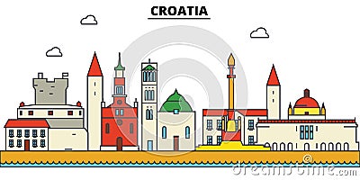 Croatia, Croatia. City skyline architecture Editable Vector Illustration