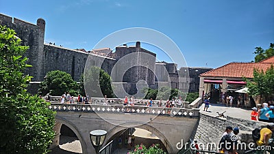 Medieval city entrance, main gates with old walls Editorial Stock Photo