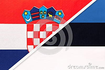 Croatia and Estonia, symbol of country. Croatian vs Estonian national flags Stock Photo