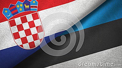 Croatia and Estonia two flags textile cloth, fabric texture Stock Photo