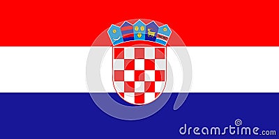 Croatia flag in official colors and with aspect ratio of 1:2 Cartoon Illustration