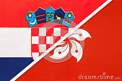 Croatia and Hong Kong, symbol of country. Croatian vs HKSAR national flag Stock Photo