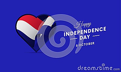 Croatia Independence Day. 8 October. Waving flag in heart. Vector. Cartoon Illustration