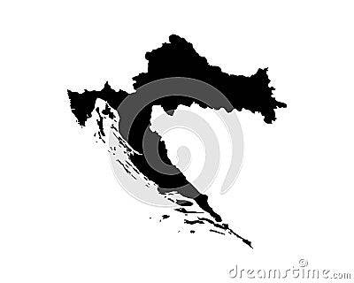 Croatia Map. Croatian Country Map. Black and White National Outline Geography Border Boundary Shape Territory EPS Vector Illustrat Vector Illustration