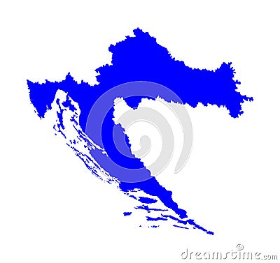 Croatia map silhouette. Adriatic coast. Cartoon Illustration