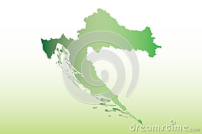 Croatia map using green color with dark and light effect vector on light background Vector Illustration