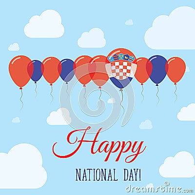 Croatia National Day Flat Patriotic Poster. Vector Illustration