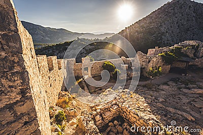 Croatia, Omis old fortress Fortica castle view of sea. beautiful Croatian moutains. Stock Photo