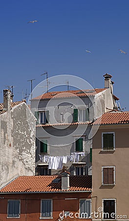 Croatia, Rovinj, old walls and rooftops Stock Photo