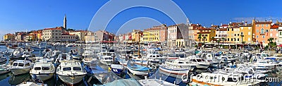 The colorful and lively Rovinj waterfront esplanade Stock Photo