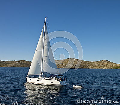 Croatia: sailboat at Kornati islands Editorial Stock Photo