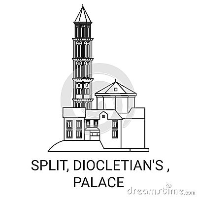 Croatia, Split, Diocletian's , Palace travel landmark vector illustration Vector Illustration