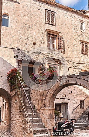 Croatia.Streets of the old town of Trogir. Editorial Stock Photo