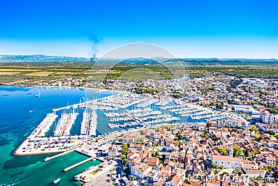 Croatia, town of Biograd na Moru on Adriatic sea, aerial view Stock Photo