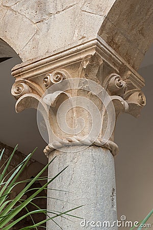 Roman column in Trogir town, Croatia. Stock Photo