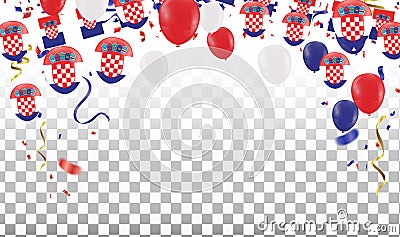 Croatian Balloons with Countries flags of national Croatian flag Vector Illustration