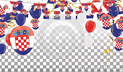Croatian Balloons with Countries flags of national Croatian flag Vector Illustration