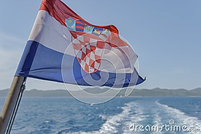 The Croatian flag flutters in the wind Stock Photo