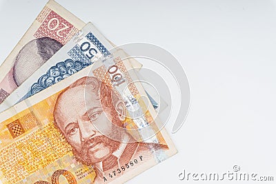 Croatian KUNA or STO KUNA money currency closeup Stock Photo