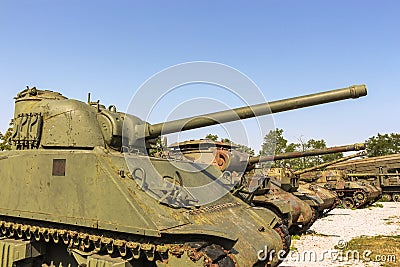 The Museum of Army Collections from the Croatian Homeland War at Karlovac displaying Croatian M4A3E4 Sherman tanks Editorial Stock Photo