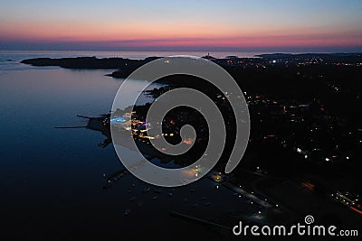 Croatian shore by Rovinj by dusk Stock Photo