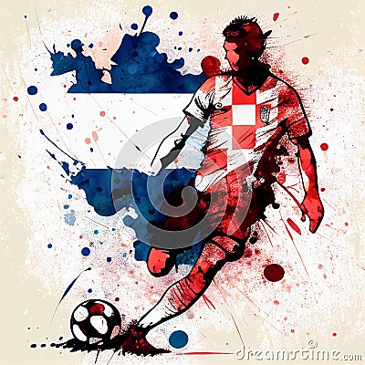 Croatian soccer poster. Abstract Croatia football background. Croatian national football player. Croatia soccer team Stock Photo