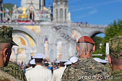 Croatian soldiers at millitary pilgrimage in Lourdes, France Editorial Stock Photo
