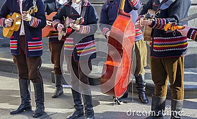 Croatian tamburitza musicians in traditional folk costumes Stock Photo