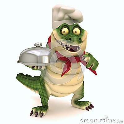 Croc with food cloche Stock Photo