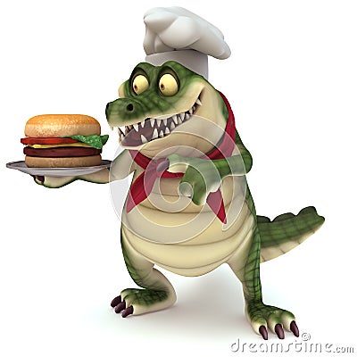 Croc with food cloche Stock Photo