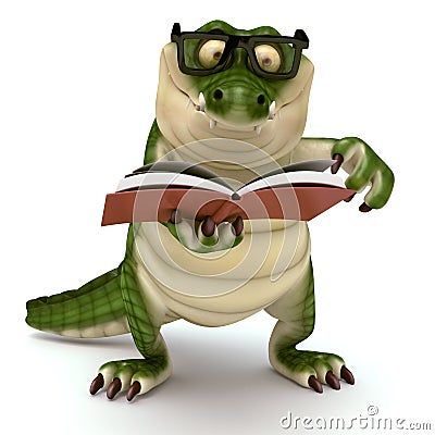 Croc reading book Stock Photo