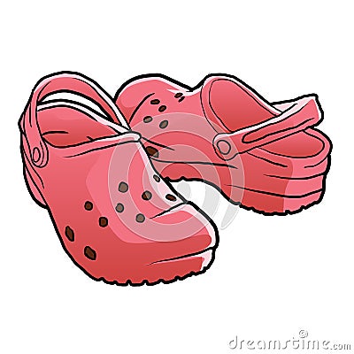 Croc shoes cartoon . Vector Illustration