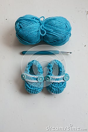 Crochet Baby Booties Stock Photo