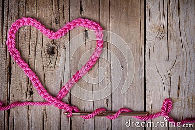 A crochet chain in the shape of a heart Stock Photo