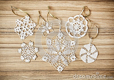 Crochet christmas decorations Stock Photo